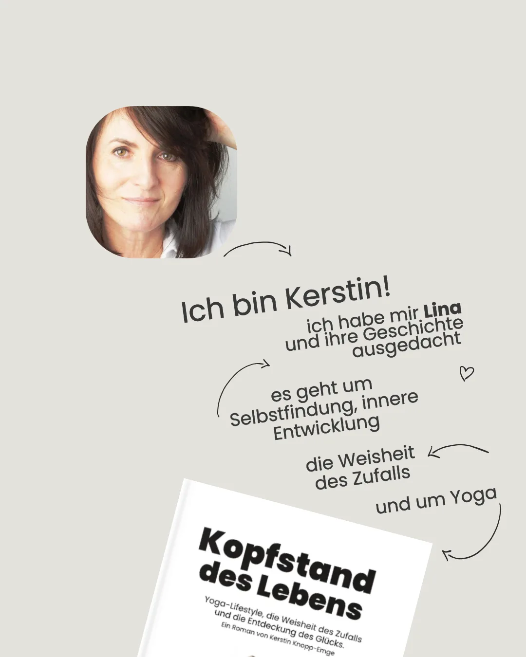 Hey, ich bin Kerstin! es geht um Selbstfindung, innere Entwicklung ich habe mir Lina und ihre Geschichte ausgedacht die Weisheit des Zufalls und um Yoga