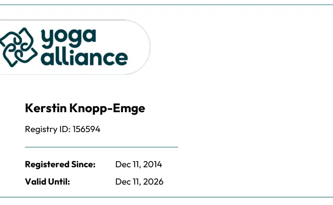 kerstin.yoga Yoga Alliance Registry Card 2026