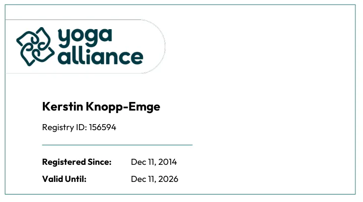 kerstin.yoga Yoga Alliance Registry Card 2026