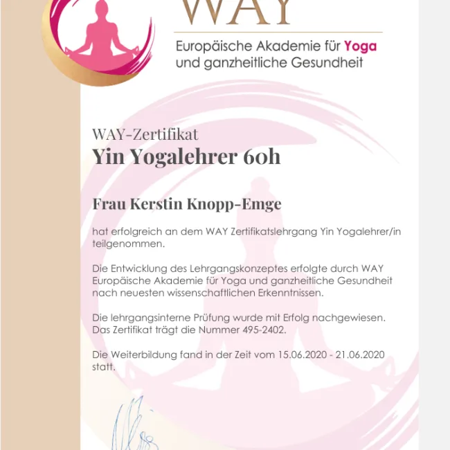 WAY Yin Yogateacher 60h kerstin.yoga