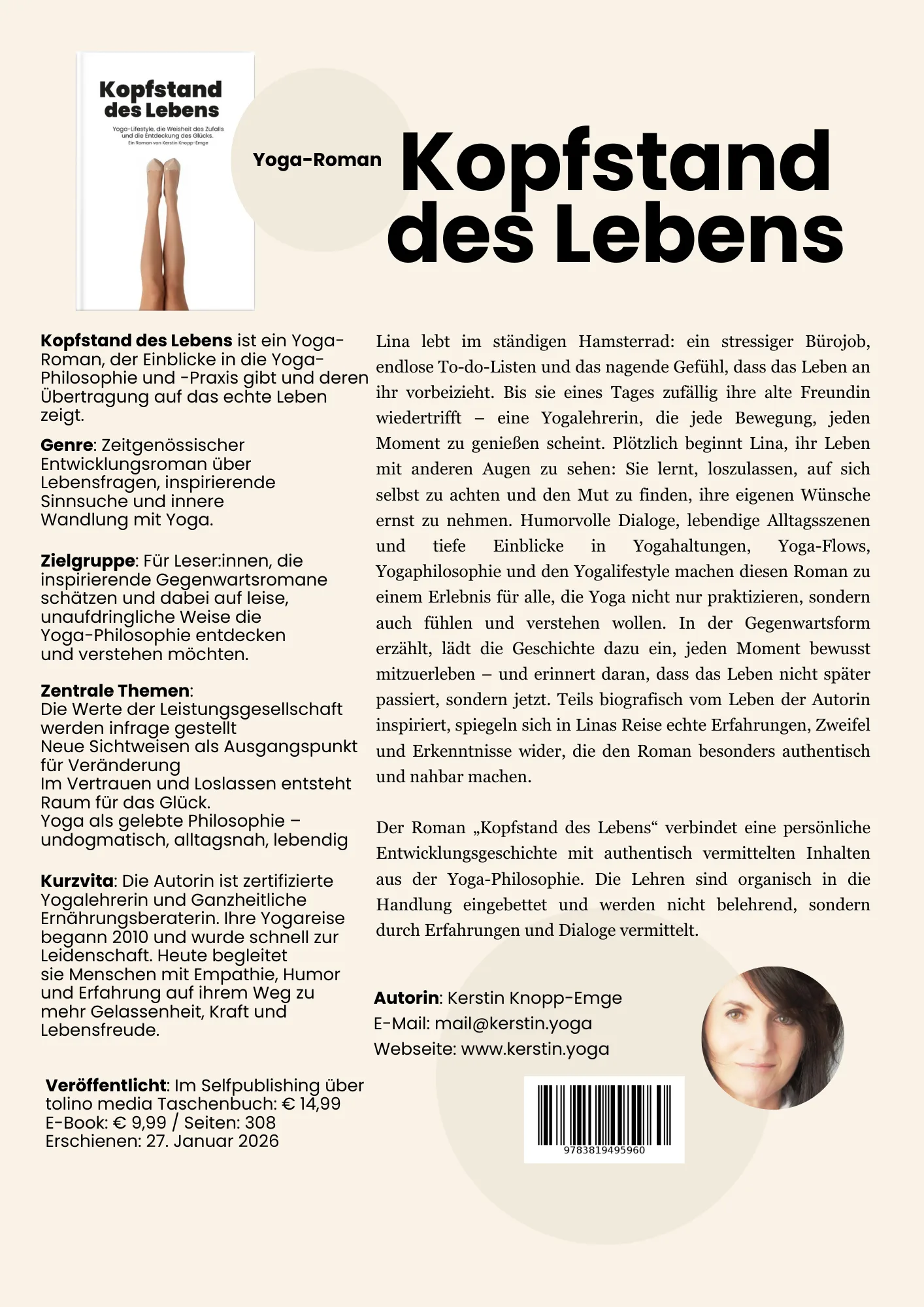 Kopfstand des Lebens Roman Waschzettel Kopfstand des Lebens